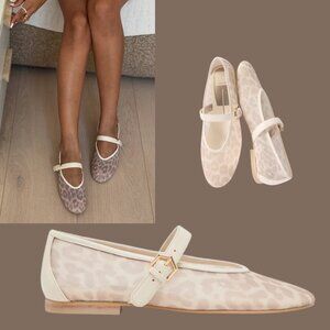 Dolce Vita Roslyn Ballet Flats White Leopard Mesh